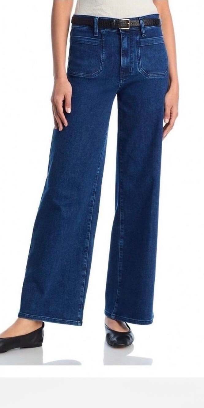 FRAME Le Slim Palazzo High-Rise Patch Pocket Wide-Leg Jeans Size 31